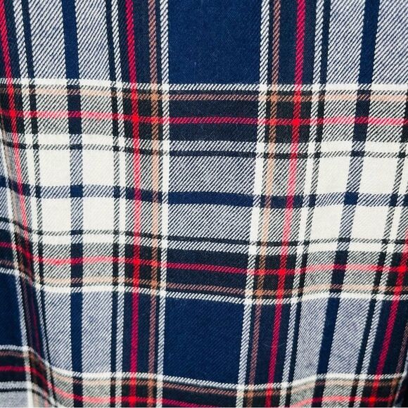 Say What? High Low Cotton Plaid Flannel Shirt Button Down Tunic Blue Red MJ NWT - Picture 8 of 11